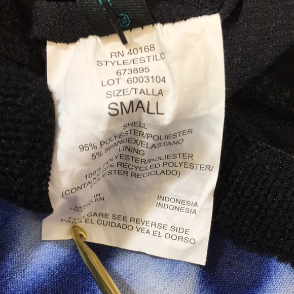 Aqua Green Swim Top Womens Small Blue Tie Dye Ruffle Tiered Tankini - Picture 9 of 10